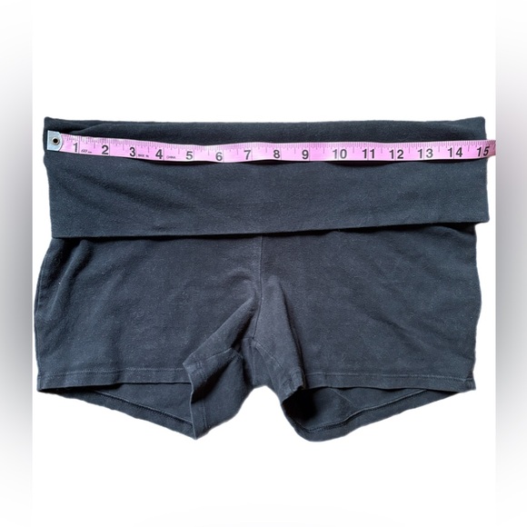 Y2K Victoria’s Secret PINK Vintage Foldover Yoga Shorts M Black Silver Sequin - Picture 7 of 10